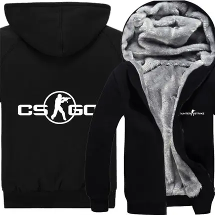 CSGO зима молния утолщаются толстовки Толстовка Мужская Флисовая полная куртка хлопок уютный пуловер с капюшоном верхняя одежда пальто