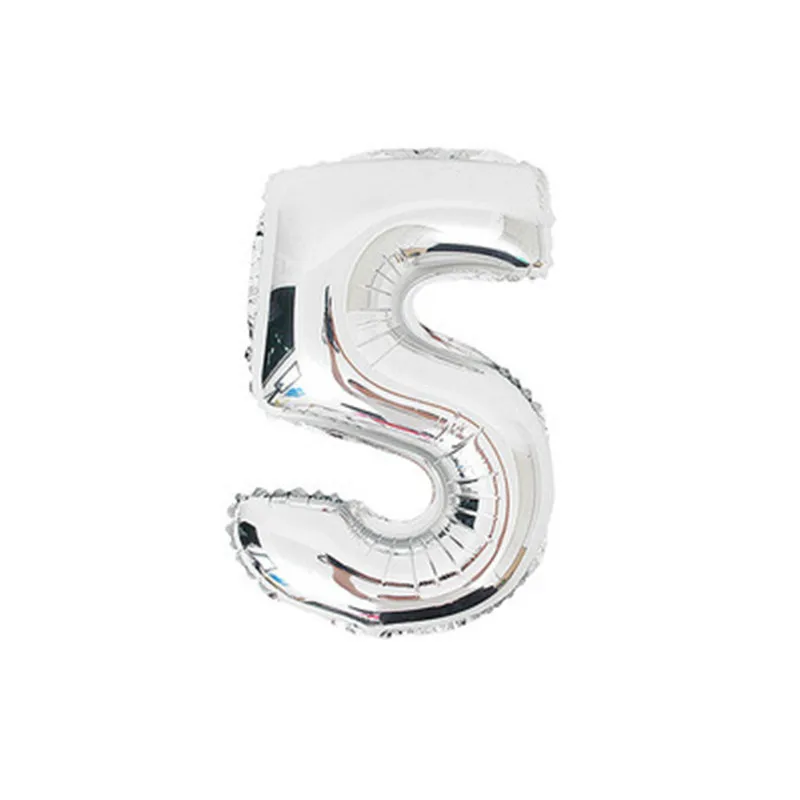 silver 5 40 дюймов золотое серебряное число фольгированные шары большие цифры баллоны с гелием Надувное свадебное украшение день рождения - Цвет: silver 5
