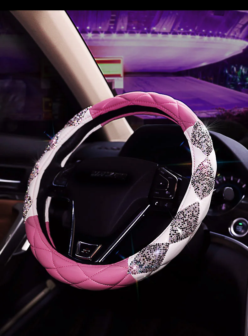 Новые роскошные хрустальные Чехлы рулевого колеса автомобиля Универсальные алмазные автомобильные покрытые рулевое колесо Аксессуары для девочек