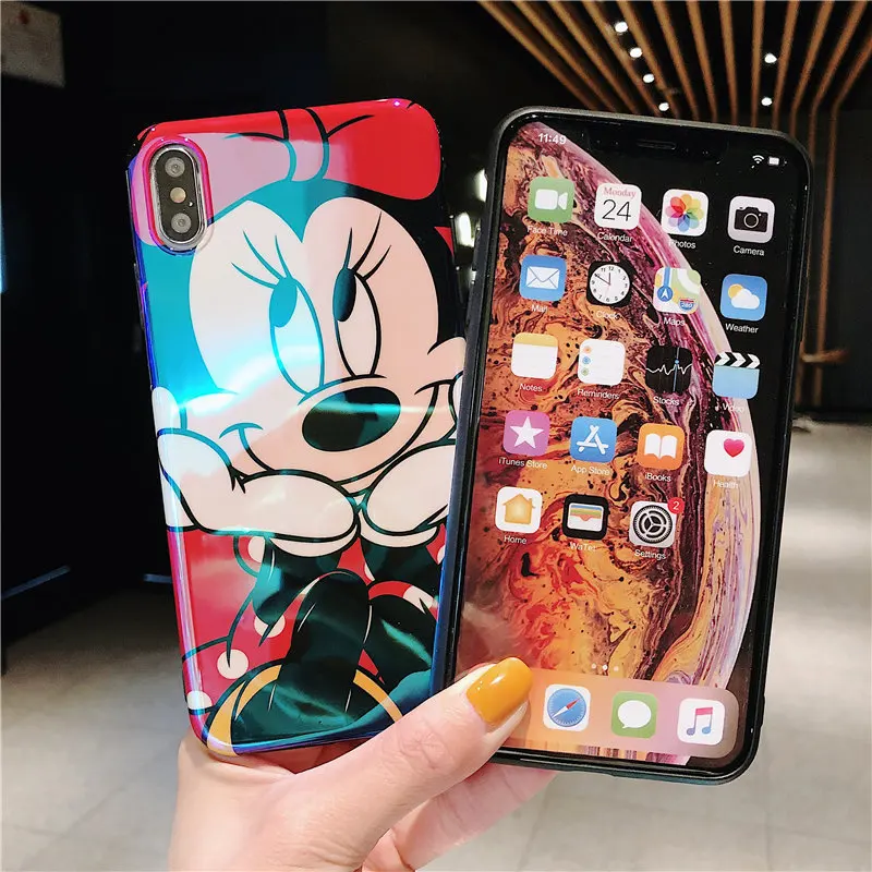 Милый аниме кронштейн чехол для iPhone 6 S 7 8 Plus X Микки Минни с Дональдом и Дейзи утка