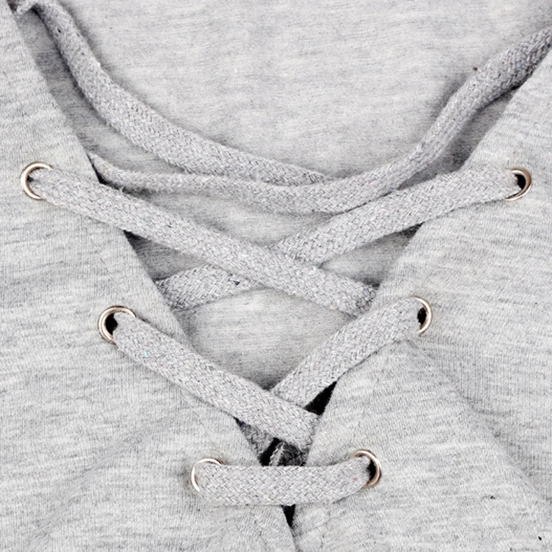 Весенняя однотонная свободная футболка с v образным вырезом и завязками женская