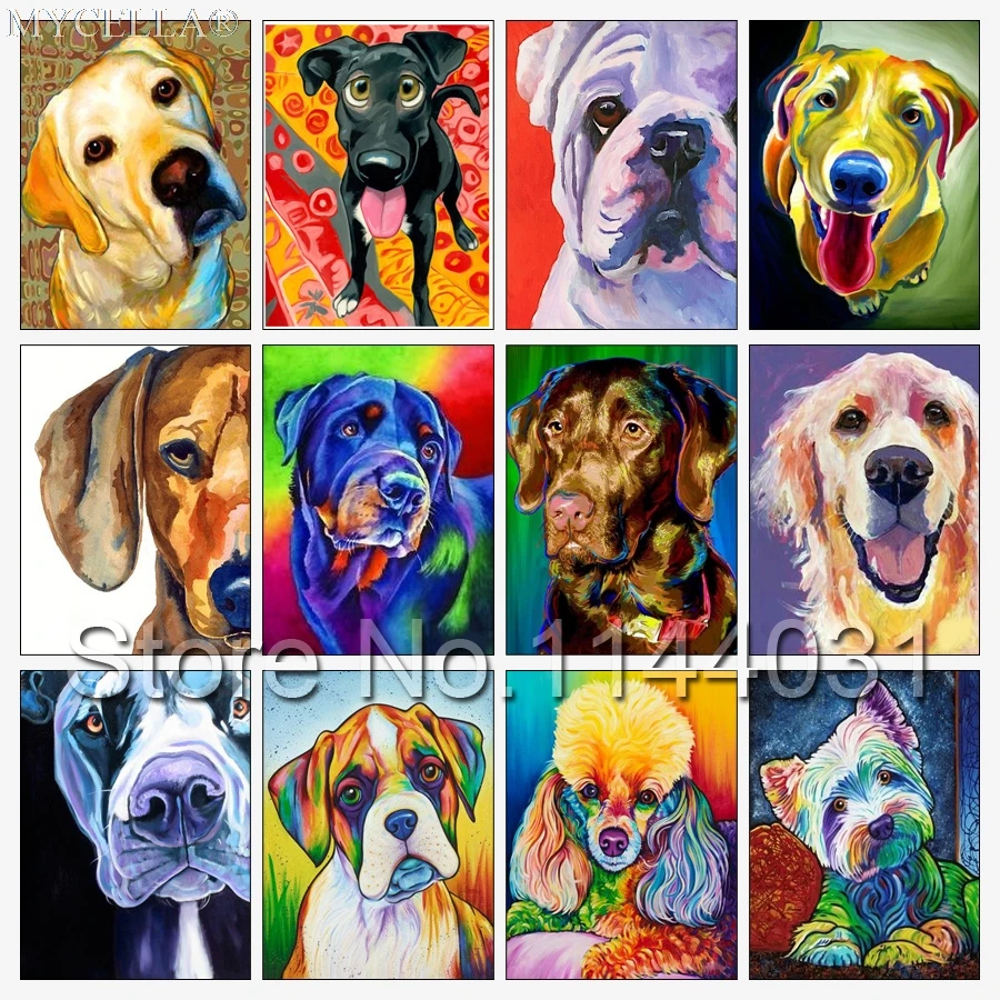 

Diy Diamond Painting Cross Stitch Diamond Mosaic Needlework Crafts Full Diamond Embroidery Color Dog Home Decor Christmas Gift