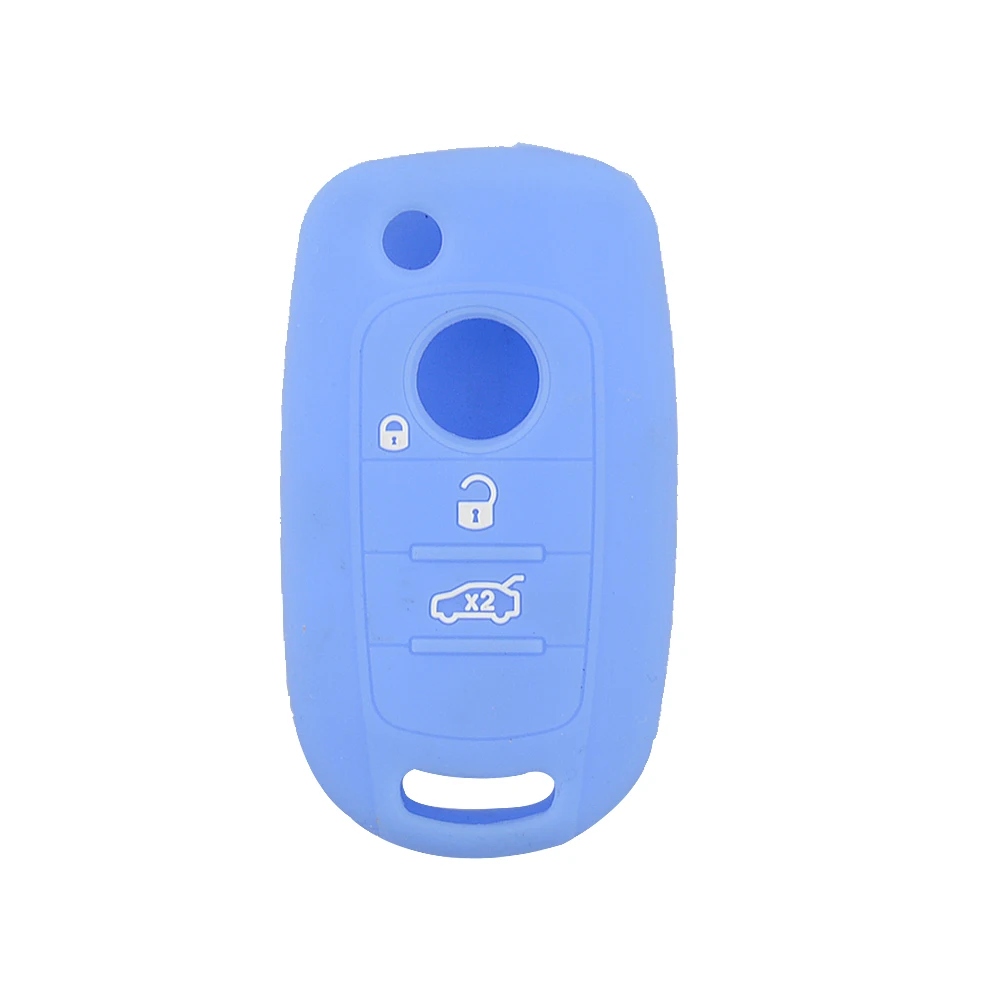 Light Blue OkeyTech мягкий силиконовый для ключа автомобиля корпус 3 кнопки дистанционного управления ключ протектор Крышка для FIAT Toro 500X для Dodge Neon Key - Название цвета: Light Blue