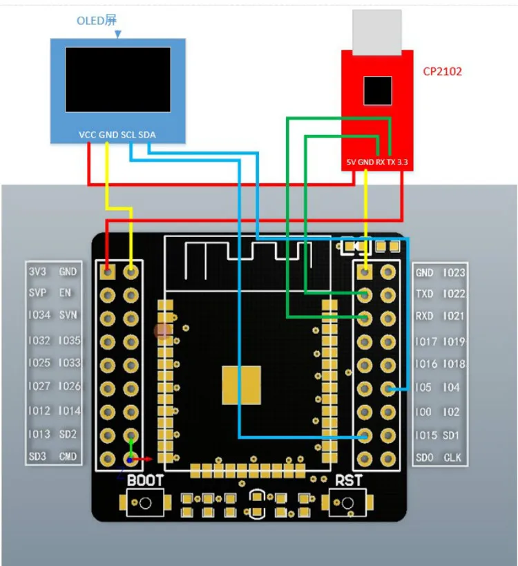 ESP32F suite ESP-32F module + плата адаптера ESP32 модуль CP2102 OLED 0 96 дюйма желто-синий 20 см Dupont line