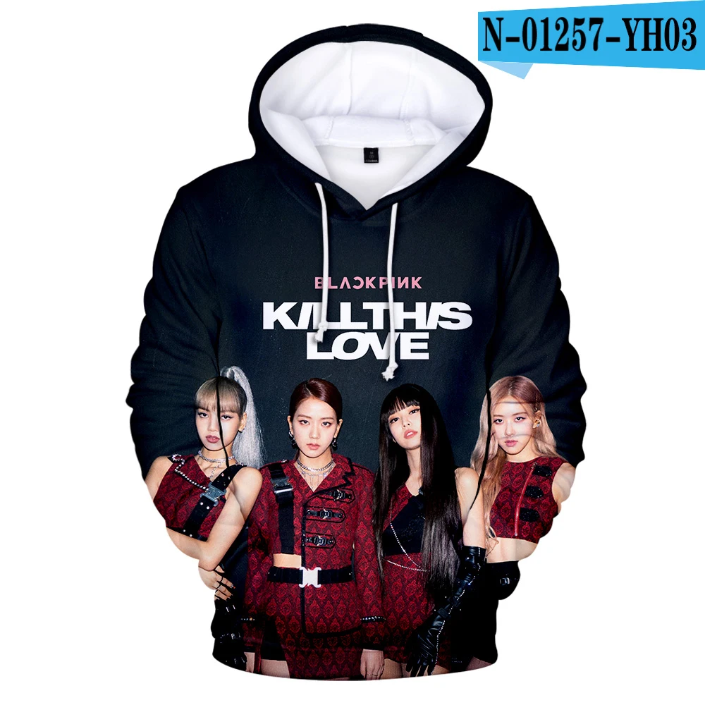 C Корейская толстовка Kpop, черно-розовая толстовка с капюшоном, Женская толстовка в стиле хип-хоп, 3D принт, черный, розовый, с капюшоном, повседневные, черно-розовые пуловеры, одежда - Цвет: C