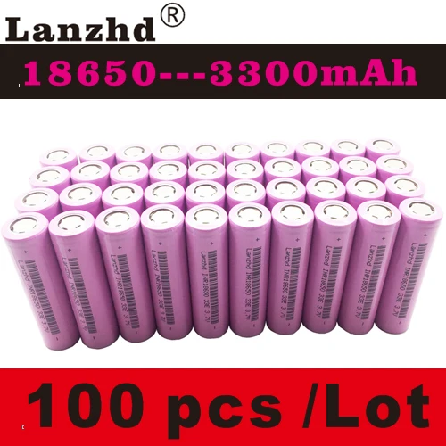 100 PCS 18650 перезаряжаемые батареи для samsung 18650 батарея 3300mAh INR18650 30A литий-ионный 3,7 V 18650VTC7 18650(40 шт-400 шт - Цвет: 100 PCS