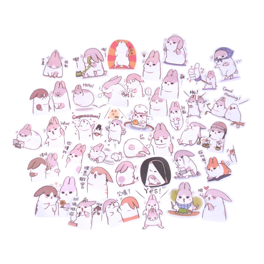 Оптовая продажа 40 шт./лот Новый Kawaii упитанный Кролик серии Pet Стикеры пакет Лидер