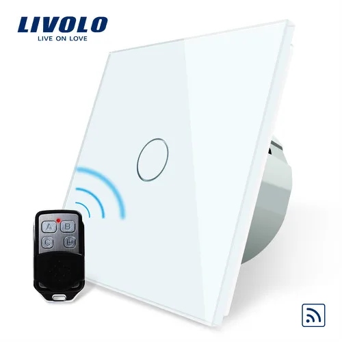 White Livolo ЕС стандартный пульт дистанционного управления, AC 220~ 250 В настенный светильник, дистанционный сенсорный выключатель с мини-пультом дистанционного управления C701R-11-RT12, без логотипа - Цвет: White
