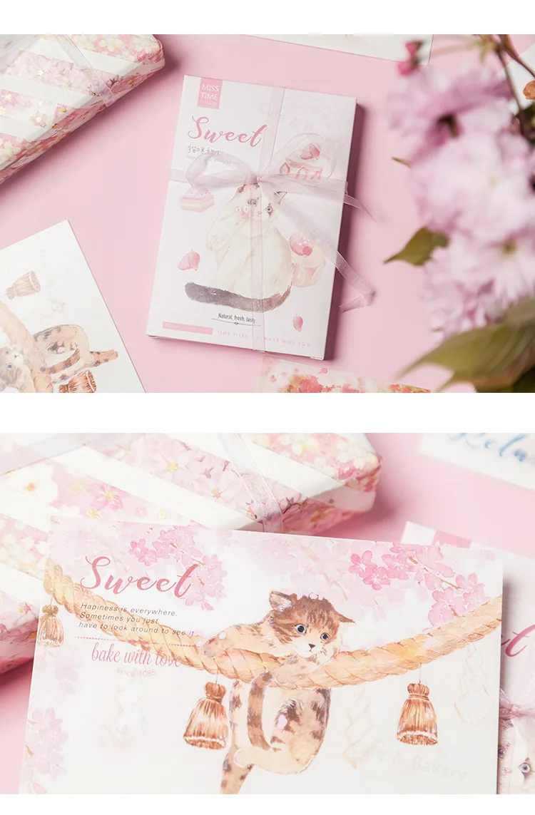 30 шт/1 лот Kawaii бумажная кошка Милая открытка Открытки День Рождения БИЗНЕС подарочная карта набор открытка сообщение