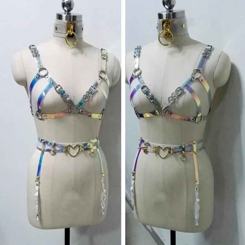 Пояс подвязка ручной работы из ПВХ с 4 лямками в готическом стиле|harness belt|choker braspike
