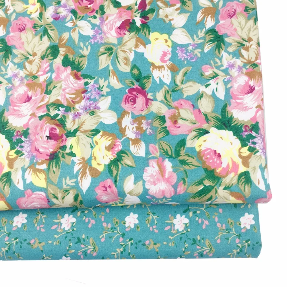 Синяя Цветочная новая хлопчатобумажная ткань на метр для рукоделия|cotton fabric|cloth