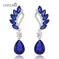 lyiyunq europe and america fashion temperament crystal jewelry long earrings for women water drop big earring