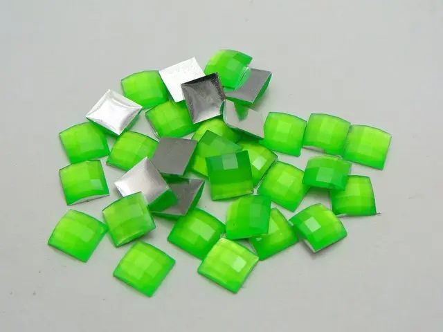 100 Смешанные неоновые цветные акриловые квадратные Стразы драгоценные камни 10x10