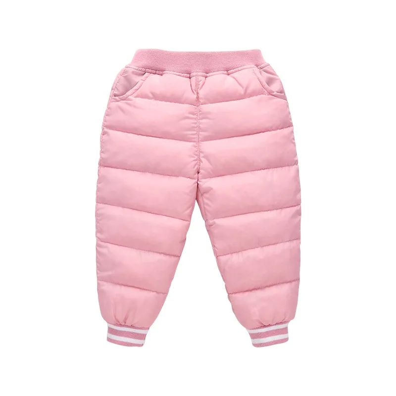 Pink Детские штаны новые штаны для мальчиков леггинсы для девочек Детские Пуховые брюки зимние теплые штаны для девочек, хлопковые брюки ярких цветов - Цвет: Pink