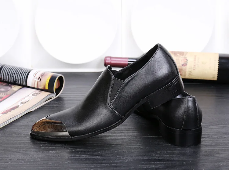 

Business Small Suit Men's Shoes Increase British Pointed Iron Head Red Hair Stylist Men's Leather Shoes Men Pointed Toe Shoes