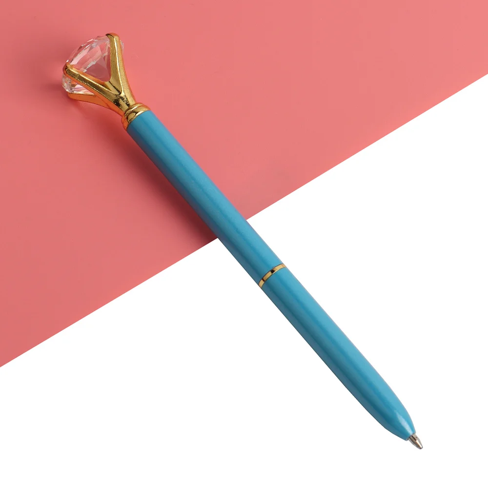 Sky Blue Офисная Шариковая ручка Kawaii с большим бриллиантом, металлическая шариковая ручка с большим бриллиантом, канцелярские товары, волшебная ручка, модные школьные офисные принадлежности - Цвет: Sky Blue