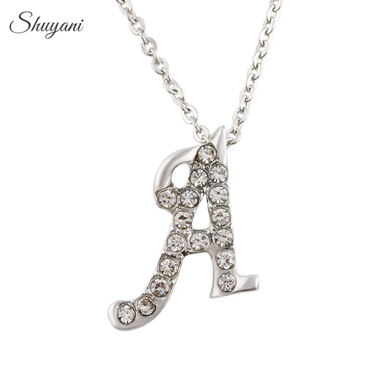 Модный серебряный с кристаллами Буквы A B C D E F G H I J K L M N O P Q S T U V W X Y Z Алфавит кулон