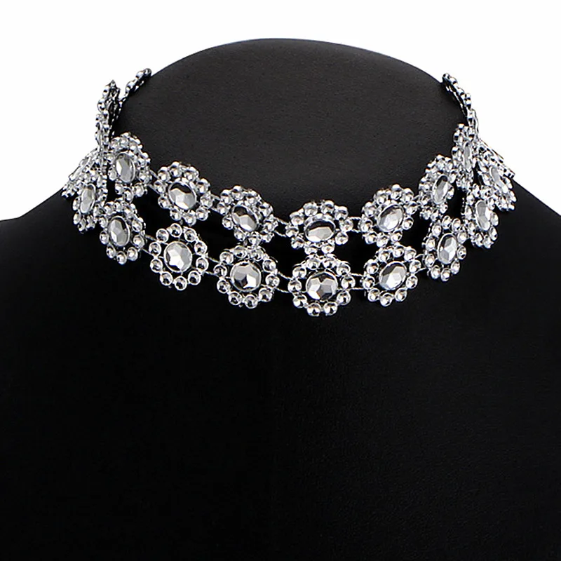 NC324 Bling Flower Clavicle Choker Necklace Women Luxury Wedding Necklaces collares mujer Collier Bijoux Steampunk Chokers 2018 | Украшения