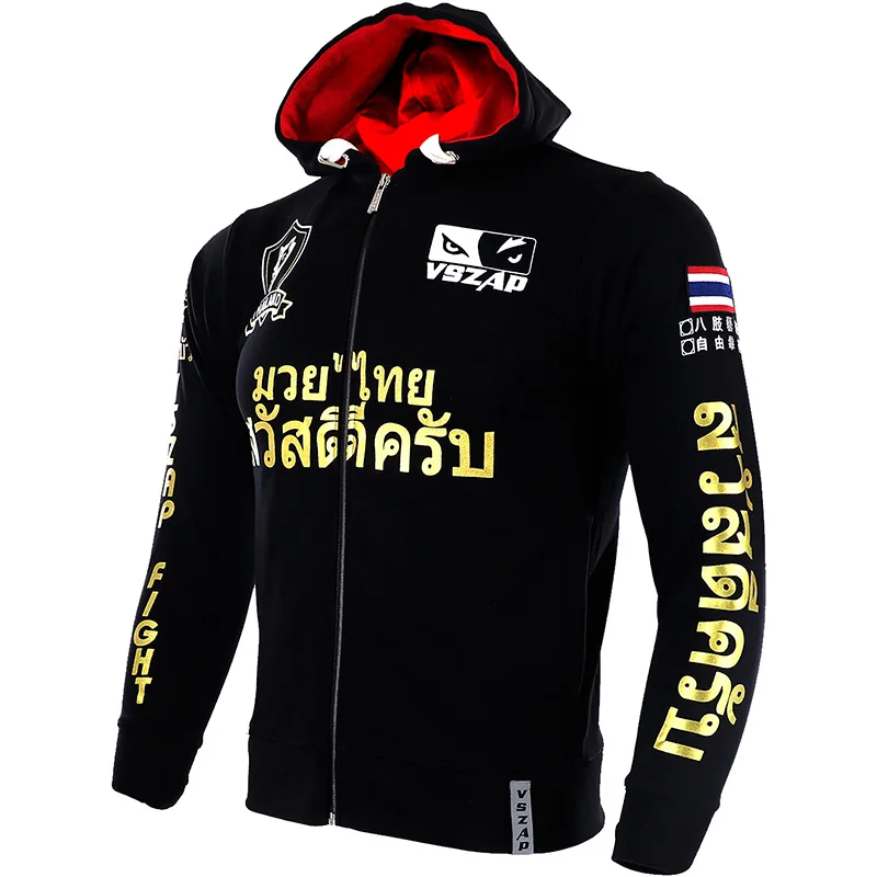 VSZAP Лотос мужские кофты с капюшоном в стиле MMA пальто осень флис утолщаются унисекс Муай толстовки в тайском стиле фитнес кикбоксинг спортивная куртка
