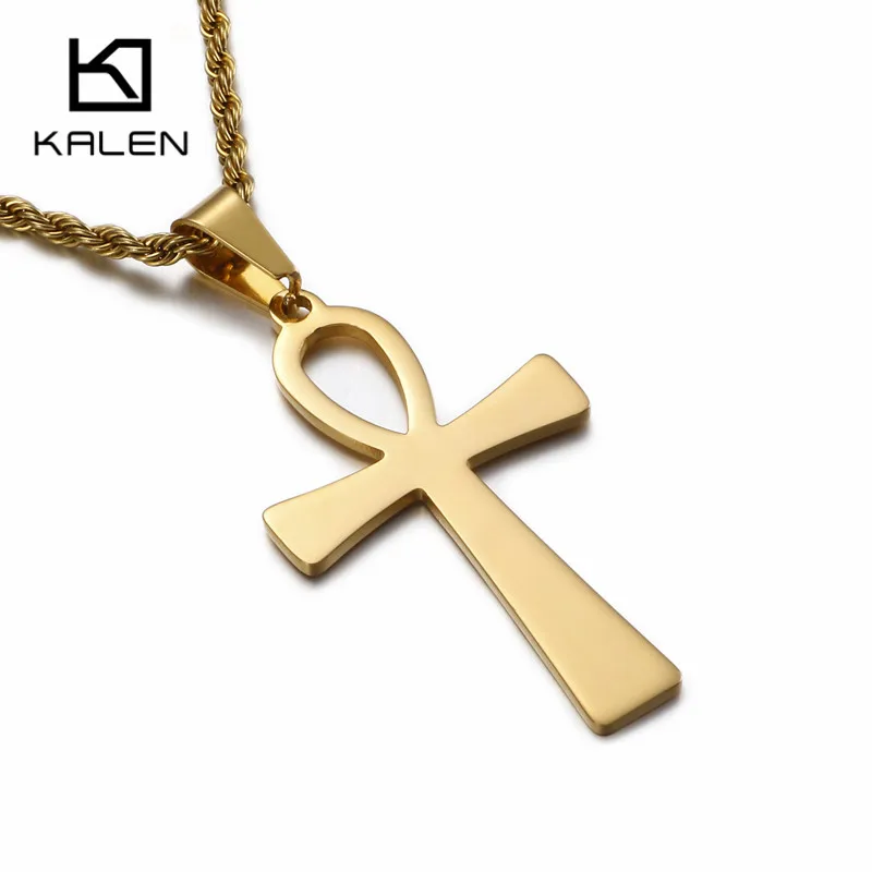 Классическое ожерелье KALEN Египетский Анкх символ жизни подвеска золото