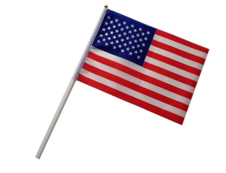 Wholesale USA 100pcs United States flag American Hand Waving Flag 14*21cm Polyester procession meet party decoration | Дом и сад