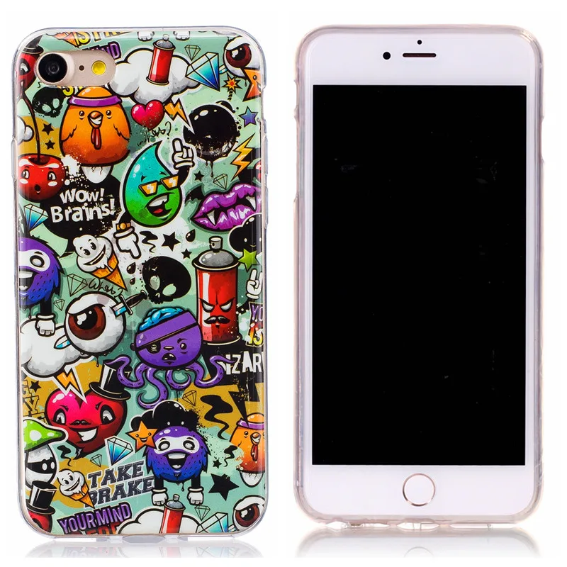 2 шт для iPhone 7 светящийся чехол животное аниме мягкая силиконовая ТПУ кожа задняя