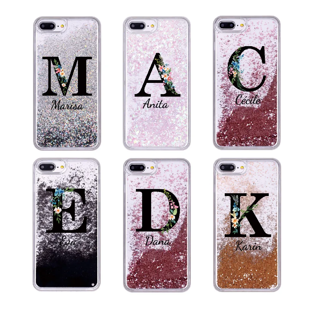 Текст индивидуальные поплавок Блеск Розового золотистого цвета с цветочным