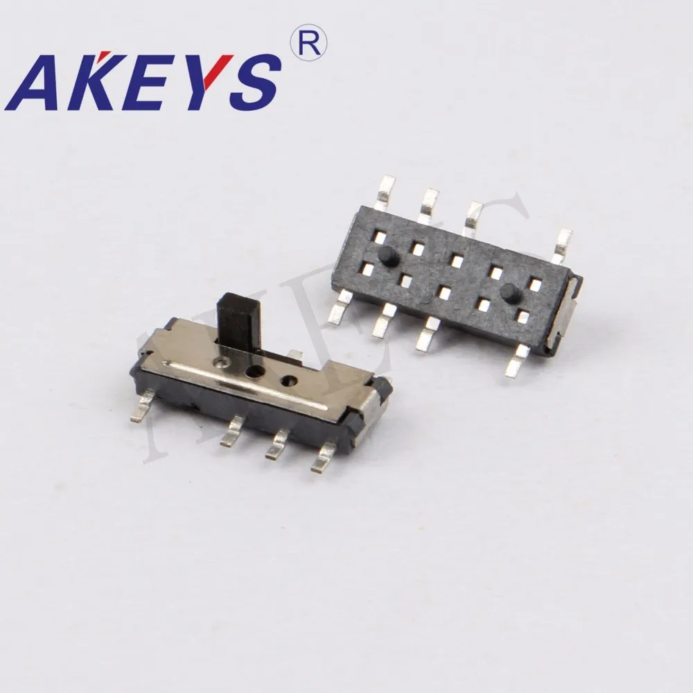 Мини-скользящий переключатель 2 p3t SMT SMD 20 шт. 8 контактов 3 позиции мини-тумблеры