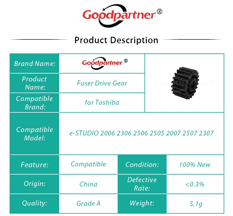 5X 6LJ78064000 6LJ780640 установка термозакрепляющего устройства шестерня привода для Toshiba
