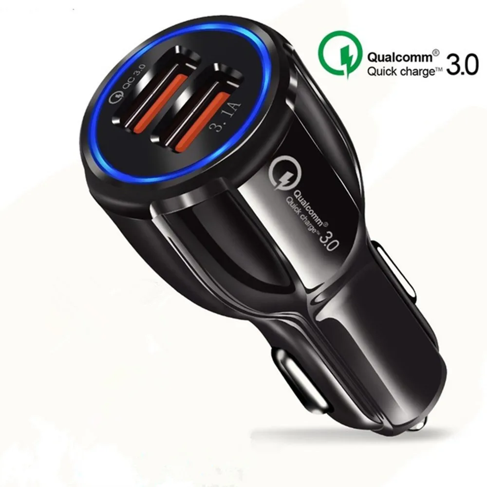 3.1A автомобилей mi женские низкие Туфли на USB Зарядное устройство для спортивной камеры Xiao mi A1 A2 mi 8 6 5 5S QC 3,0 Quick Charge 3,0 Мобильный телефон Зарядное устройство 2 Порты и разъёмы USB адаптер для быстрого автомобильного Зарядное устройство - Тип штекера: Black