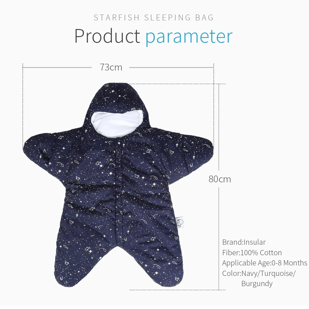 INSULAR 0-8 Month Newborn Baby Starfish Sleeping Bag Anti-Kicking Wearable Sleep Sack Blanket Swaddling Cotton Infant | Мать и ребенок