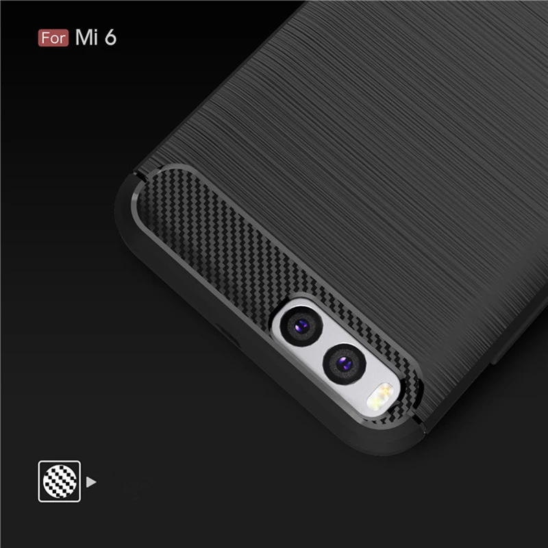 For Xiaomi mi 6 Case Silicone Carbon Fiber Cover for mi6 Soft TPU Coque Slim Texure Back | Мобильные телефоны и