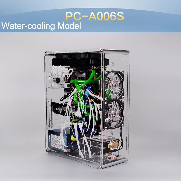 QDIY PC-A006S ATX прозрачный чехол для компьютера PC чехол с водяным охлаждением игровой плеер акриловый чехол для компьютера