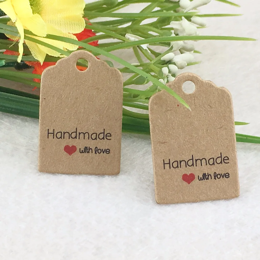 

1000pcs/lot "handmade with love" Gift Tags. Wedding Tags. Hang tag ,Retro Kraft Gift tag ,Paper Label Cards 3x2cm