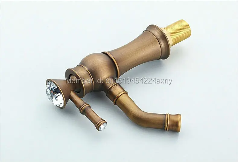Gizero Antique Copper Crystal with Diamond Faucet Bathroom Basin Mixer Deck Mounted Hot and Cold Swivel Spout GI54 | Обустройство