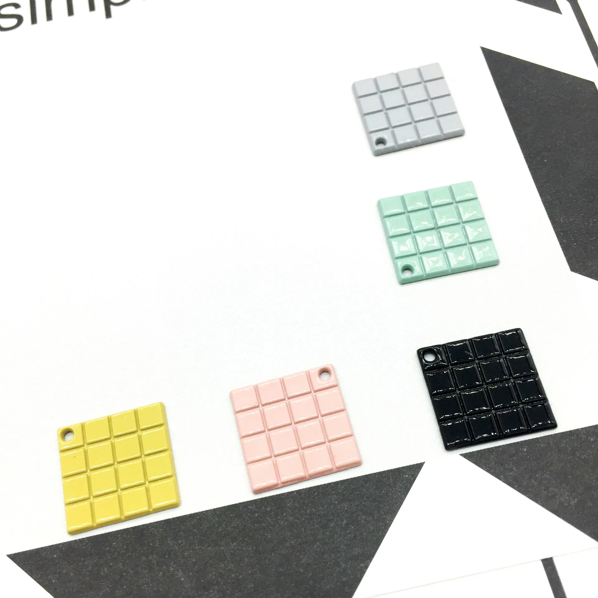 20 шт./лот эмаль конфетные цвета эмалированный сплав подвески квадратный куб