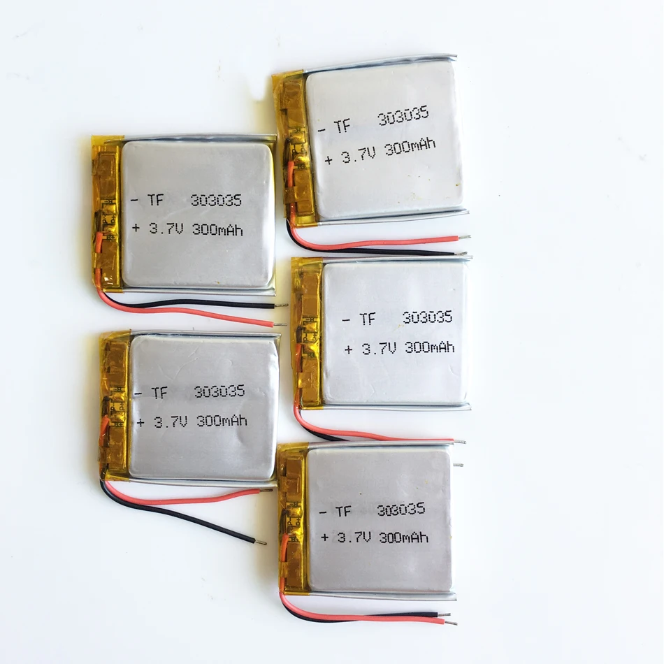 5 шт. 3 7 В 300 мАч 303035 литий полимерная LiPo аккумуляторная батарея для Mp3 DIY PAD DVD