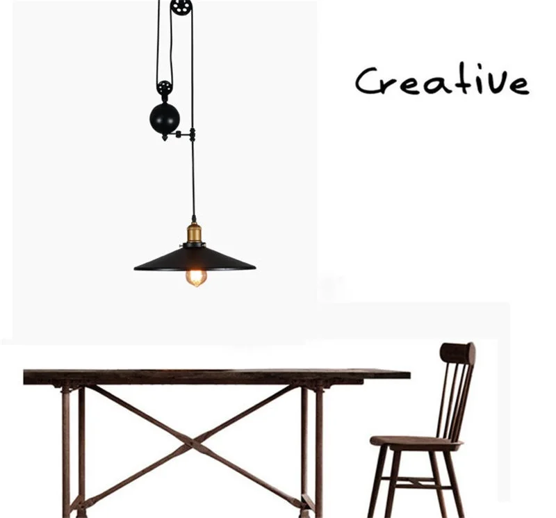 L40-Creative шкив подъемная ретро люстра Регулируемая DIY E27 искусство Потолочный