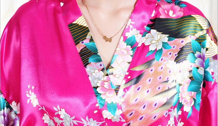 Новый Женский Халаты И Свадьба Павлин Шаблон Шелк Короткий Сексуальный Стиль