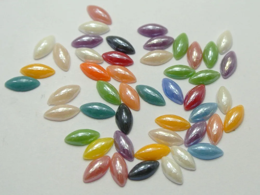 100 смешанных цветов Luater AB конский глаз Flatback Стекло Кабошон половина жемчуга 8x4мм -