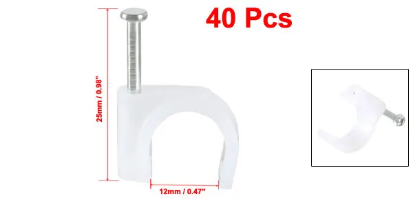 19 x 7 x 14mm Uxcell 40 шт. круглый кабельный зажим для ногтей коаксиальные тактики провода зажимы для крепления провода к стенам 9 мм 12 мм белый гвоздь прикреплен в зажимах - Цвет: 19 x 7 x 14mm