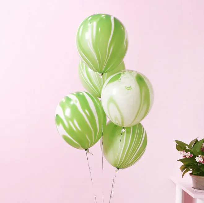green 10 шт 10 дюймов 5 видов цветов мраморные Агатовые латексные шары Единорог вечерние балоны для детского дня рождения украшения вечерние воздушные шары - Цвет: green