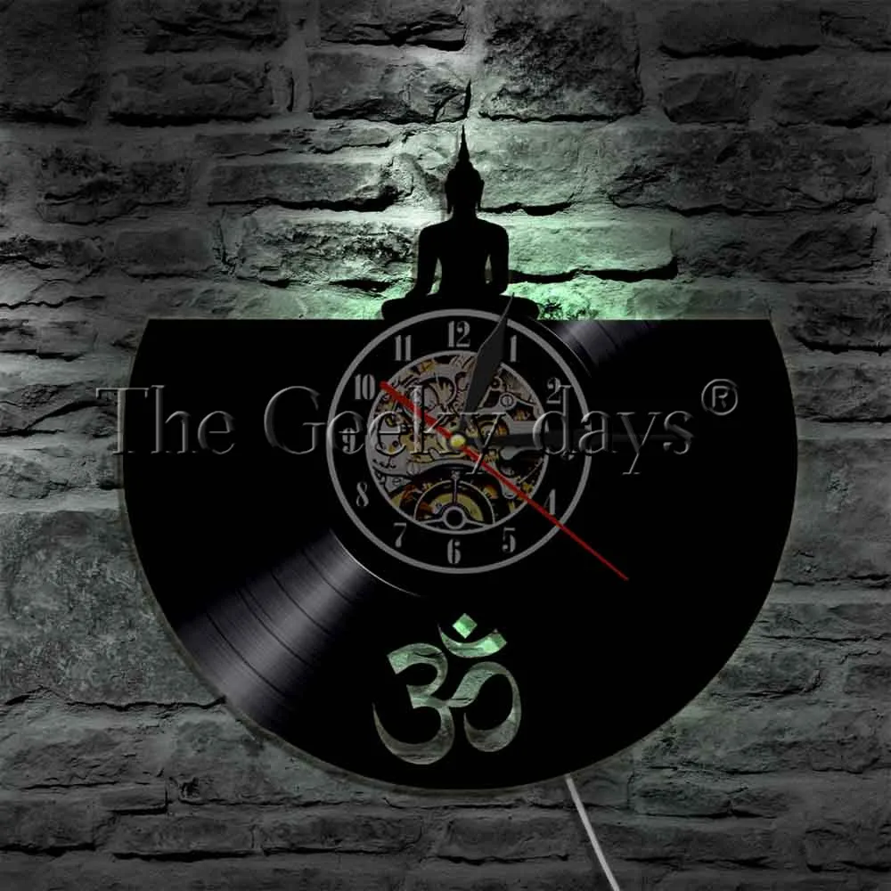  Buddha LED Wall Art Meditating Vinyl Clock Retro Unique Music Record Display Sign | Дом и сад
