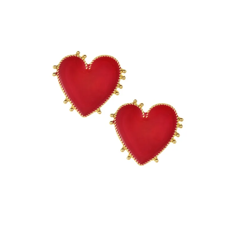 red heart Роскошные свадебные хрустальные подвесное сердечко серьги ювелирные изделия серьги для женщин подарок любви богемные блестящие бахромой серьги с витым элементом Рождество - Окраска металла: red heart