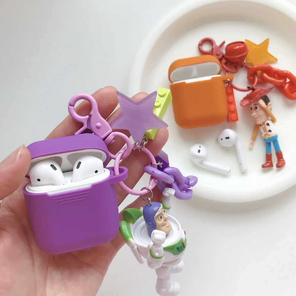 Toy Story's Woody Buzz Lightyear защитный силиконовый Bluetooth беспроводной чехол для наушников Apple Airpods 1 2 Чехол с брелком