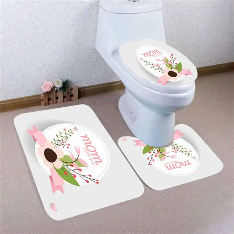 Bathroom mat 3 шт. нескользящий коврик для ванной на день матери, коврик для ванной комнаты, кухонный коврик, коврики для пола, мягкое сиденье для унитаза, крышка для унитаза 5pz - Цвет: Bathroom mat