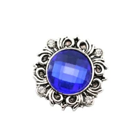 hot sale 10pcslot metal vintage blue crystal snap charms fit 18mm20mm ginger snap buttons bracelets necklace diy jewelry