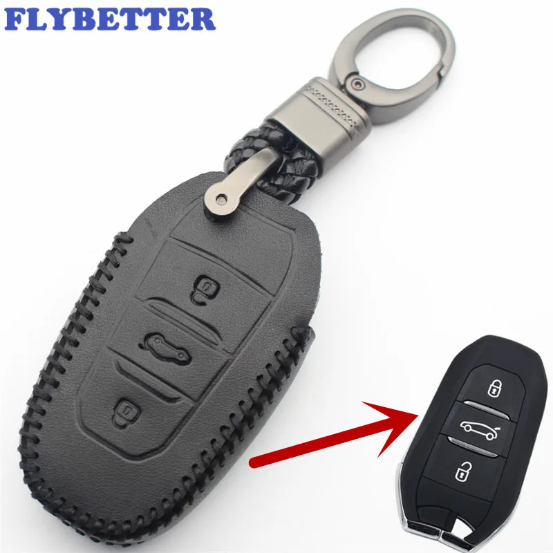 Смарт чехол FLYBETTER из натуральной кожи с 3 кнопками для Peugeot 3008/508/2008 Citroen C4L/DS6/C6/DS5