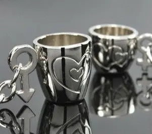 XUBCHC 1 Pair Romantic Zinc Alloy for Creative Love Cup Lovely Keychain Couples Tea Chain Lover Wholesale Prices | Украшения и