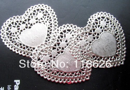 4 дюйма Сердце Золотой/Серебряный выпечки Пищевой Декоративные бумажные коврики